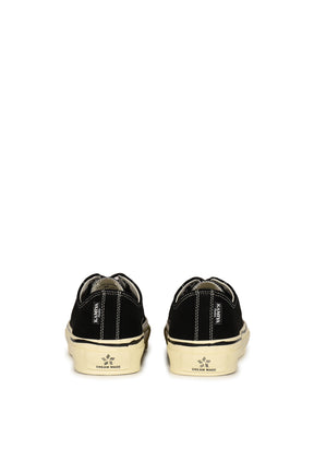 "JOEY"AGED-SOLE SUEDE VULCANIZED SNEAKER / BLK
