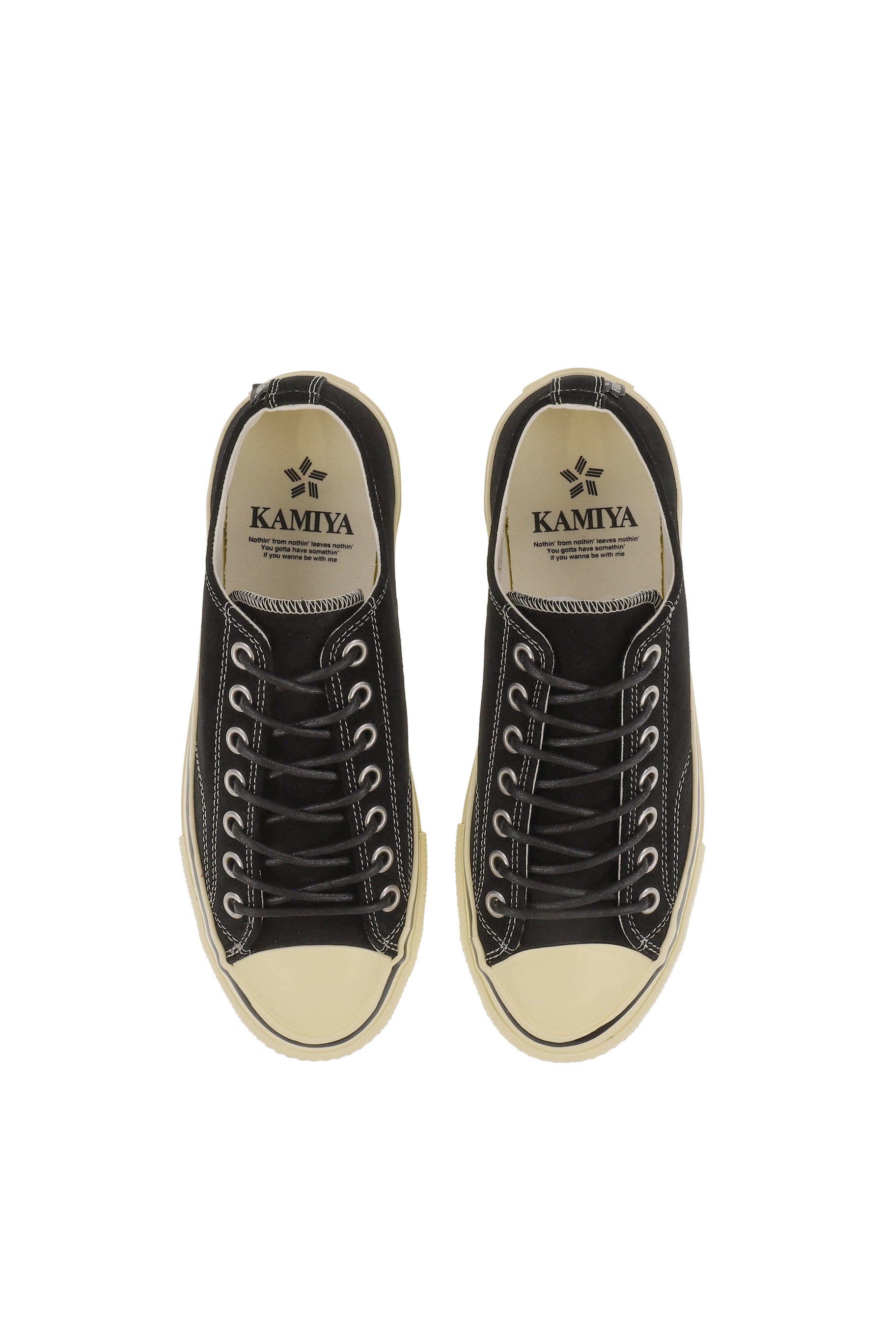 "JOEY"AGED-SOLE SUEDE VULCANIZED SNEAKER / BLK