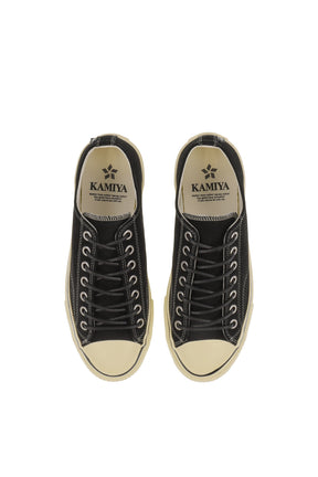 "JOEY"AGED-SOLE SUEDE VULCANIZED SNEAKER / BLK