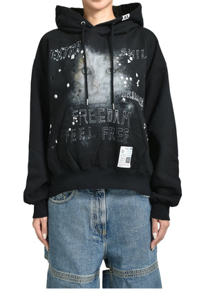 メゾンミハラヤスヒロ Cat Print Distressed Hoodie Maison MIHARA