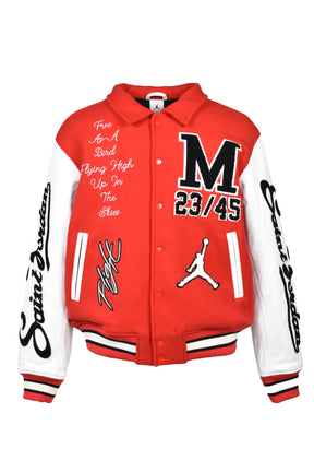M J SM VARSITY JKT / RED WHT
