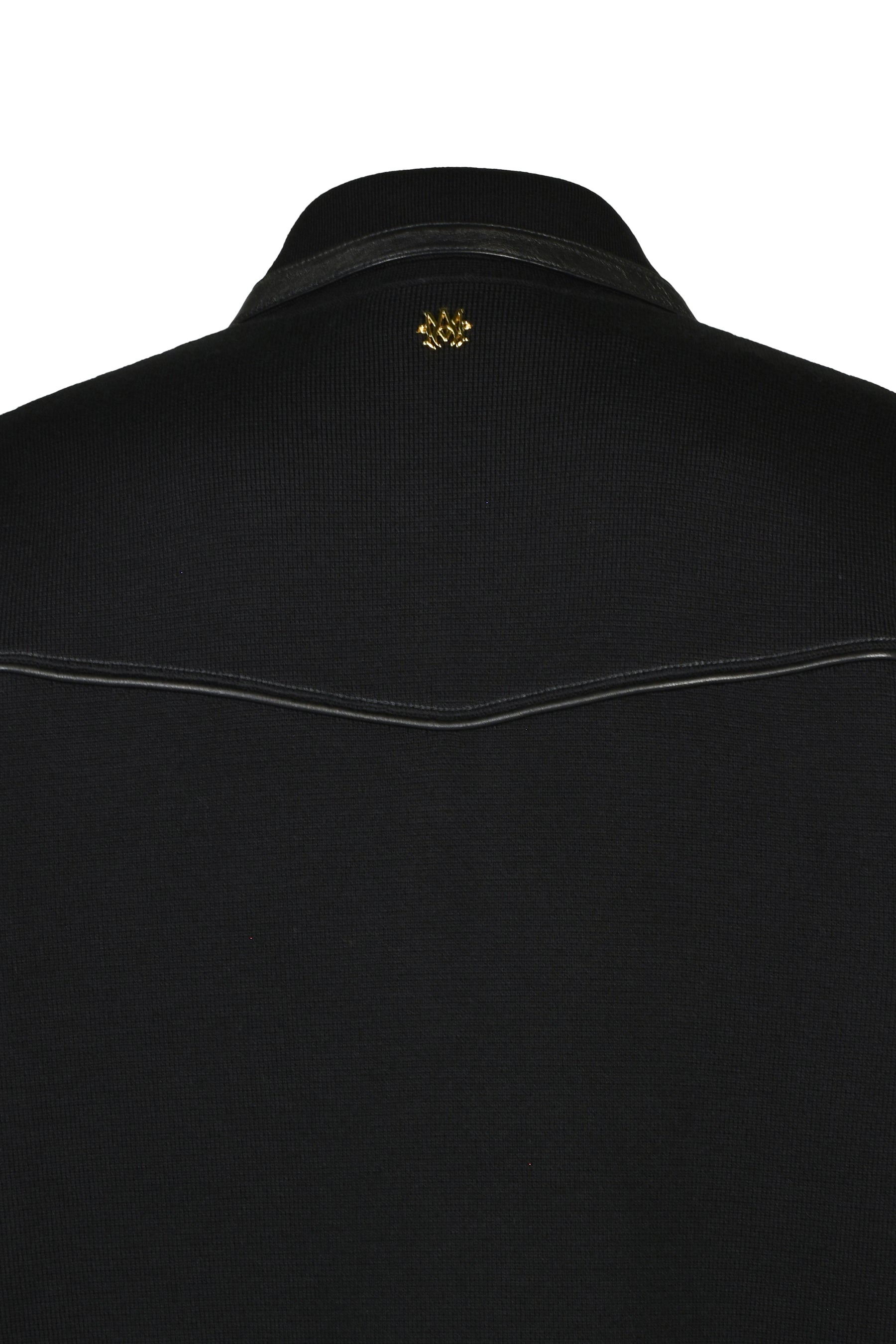 LEATHER TRIM ZIPPED BLOUSON / BLK