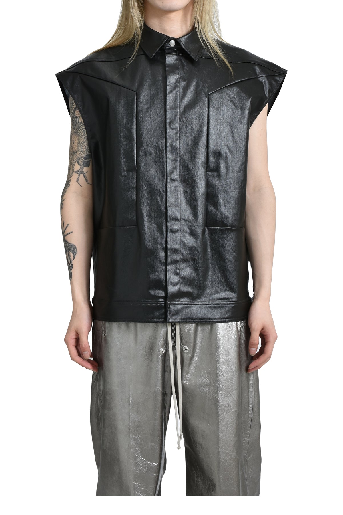 SLEEVELESS JUMBO OUTERSHIRT / BLK