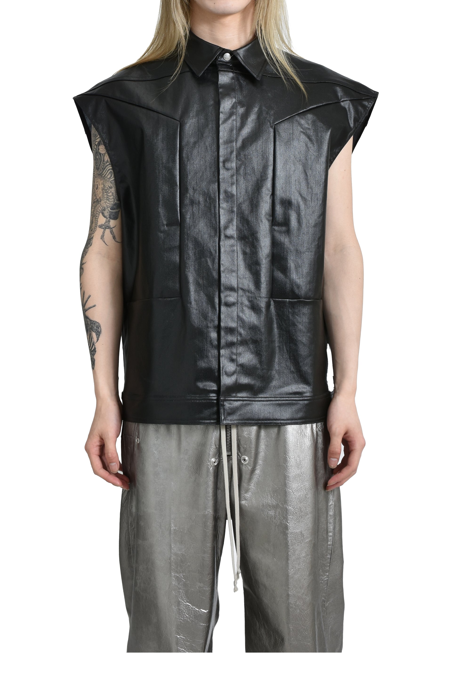 Rick Owens SLEEVELESS JUMBO OUTERSHIRT / BLK
