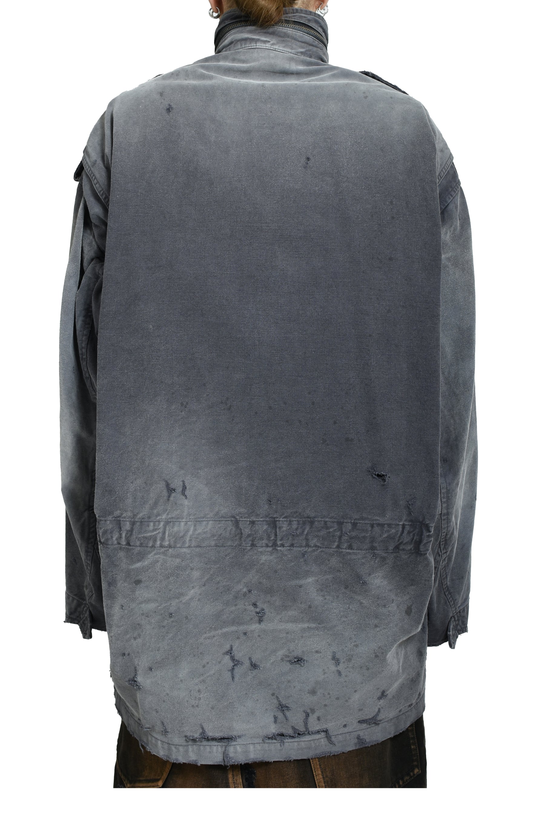 DISTRESSED M-65 JACKET / BLK