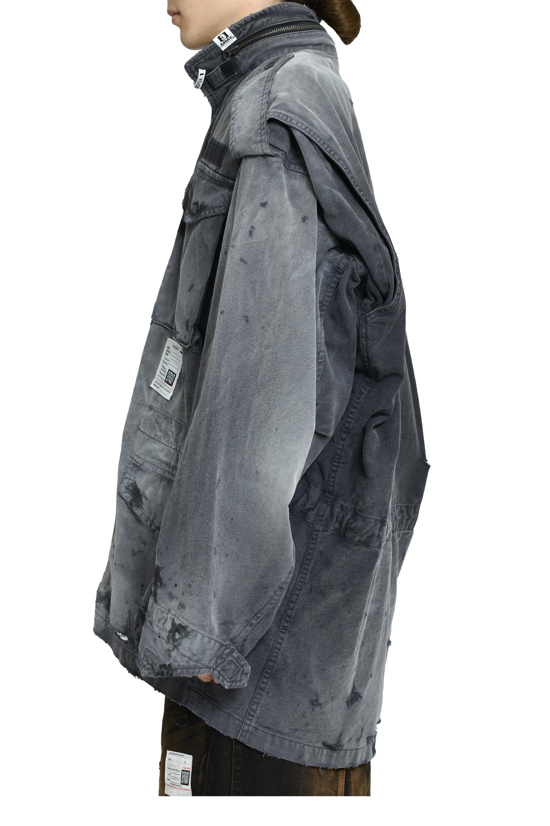 DISTRESSED M-65 JACKET / BLK