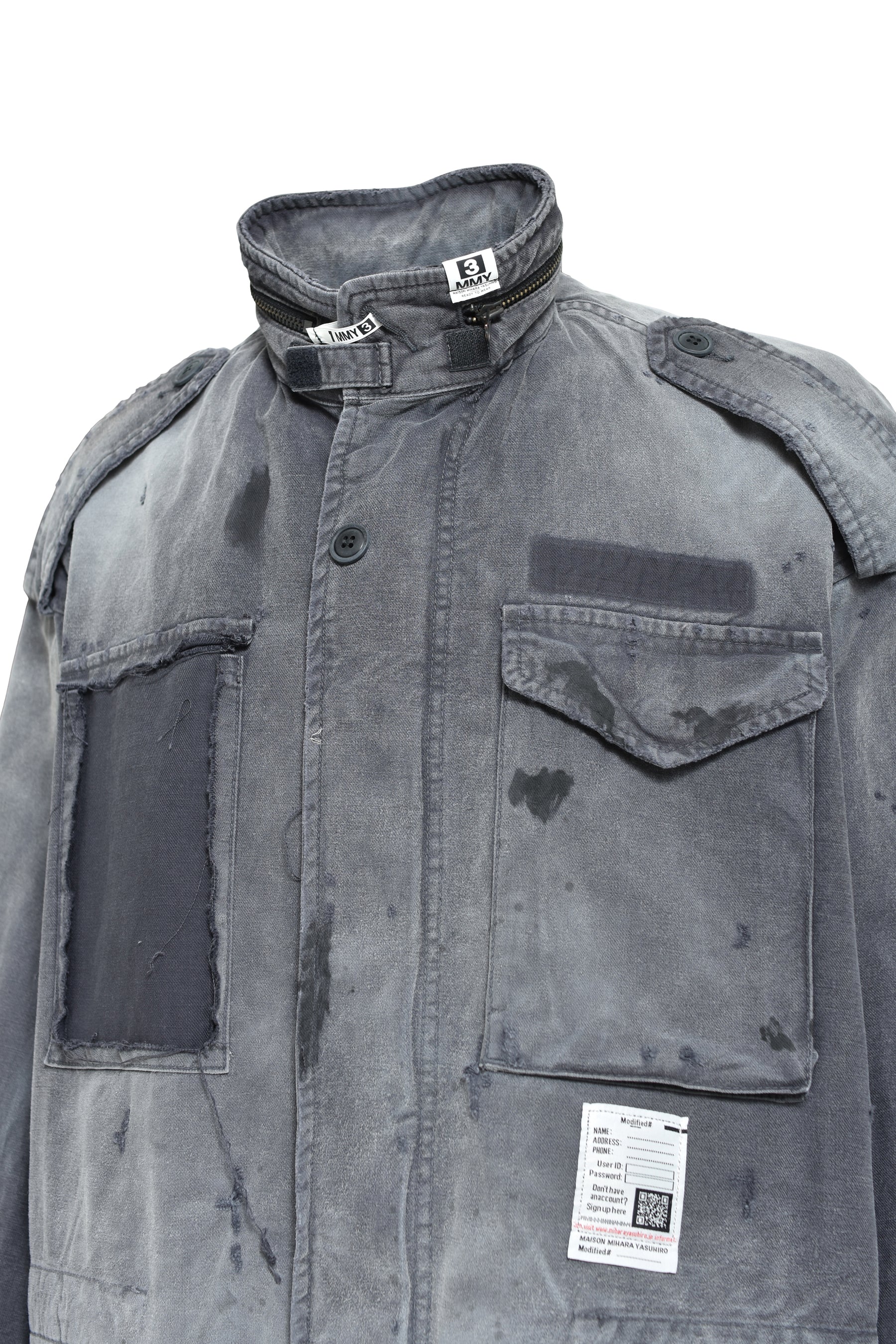 DISTRESSED M-65 JACKET / BLK
