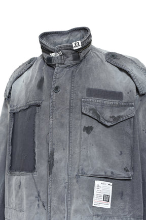 DISTRESSED M-65 JACKET / BLK
