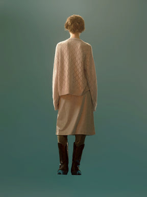 BADGE PRINTED VINTAGE LONG DRESS / GRY