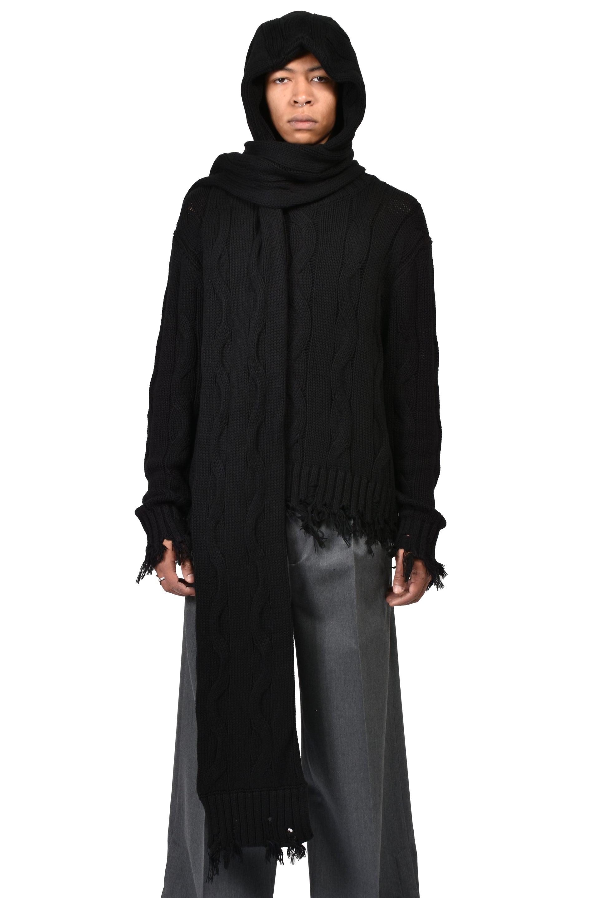 HOODED SCARF / BLK