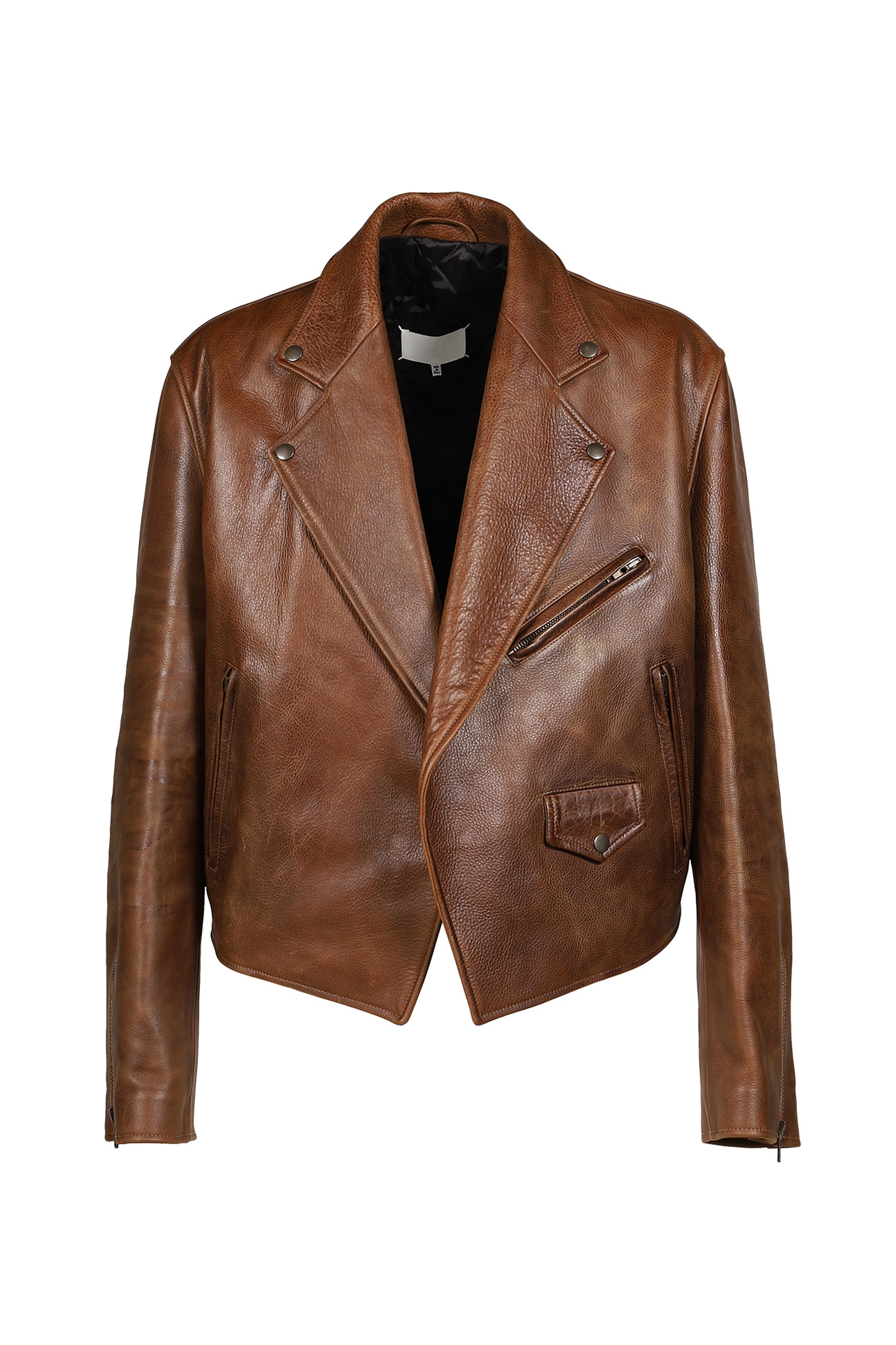 BIKER LEATHER JACKET / COGNAC