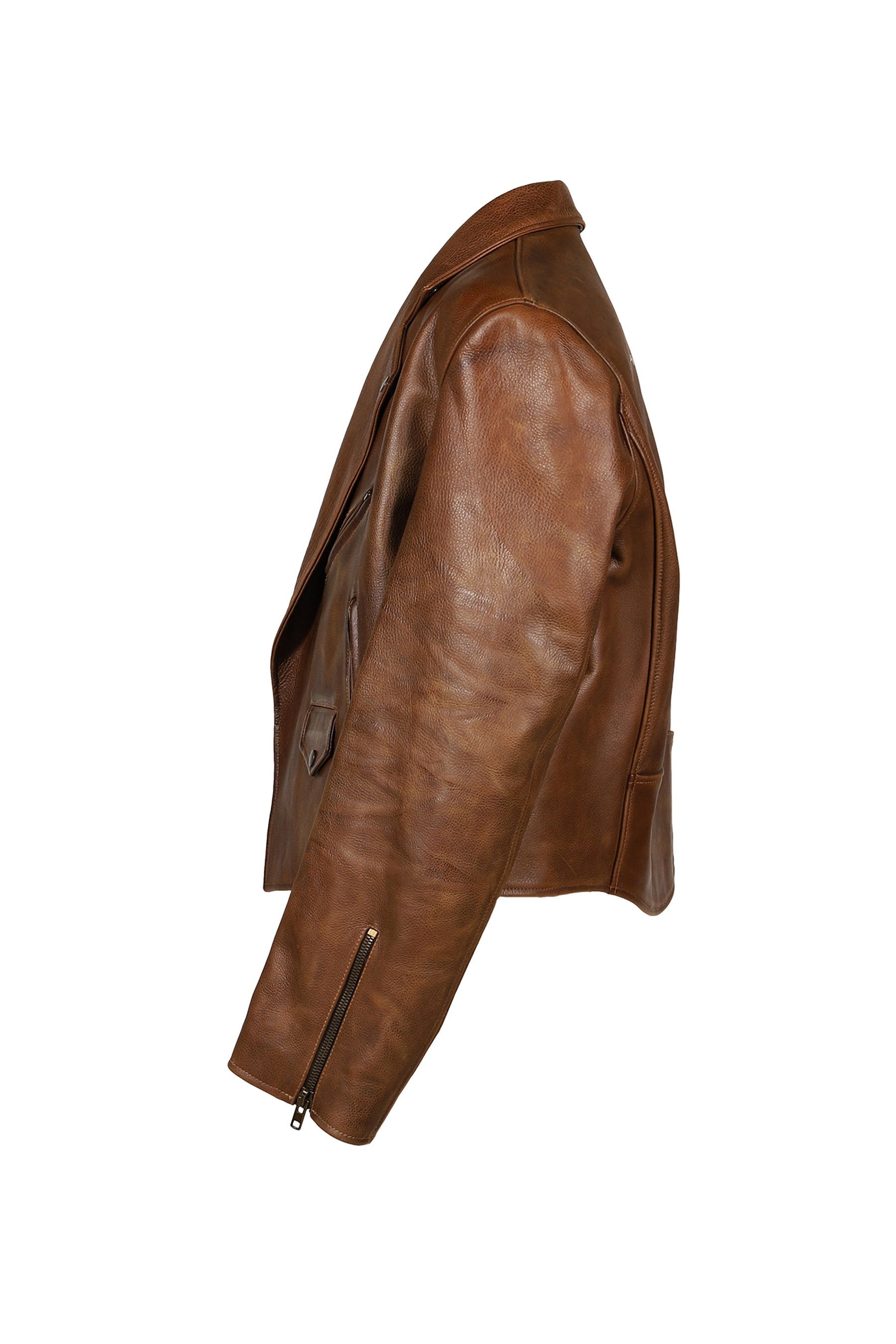 BIKER LEATHER JACKET / COGNAC