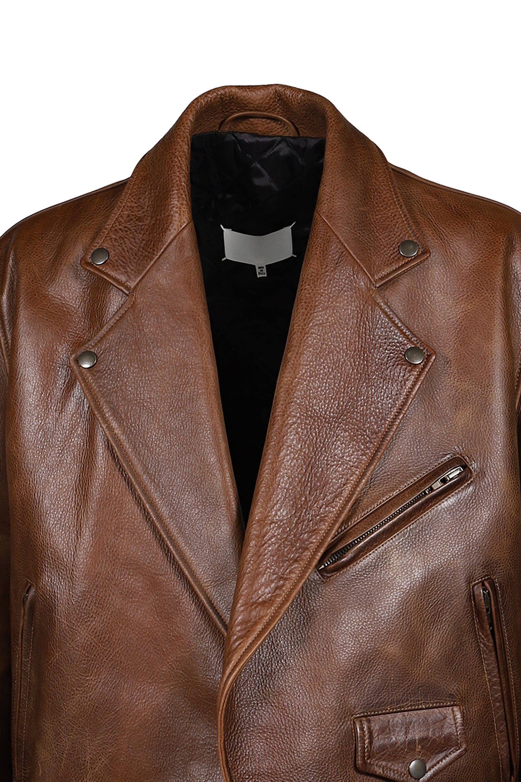 BIKER LEATHER JACKET / COGNAC