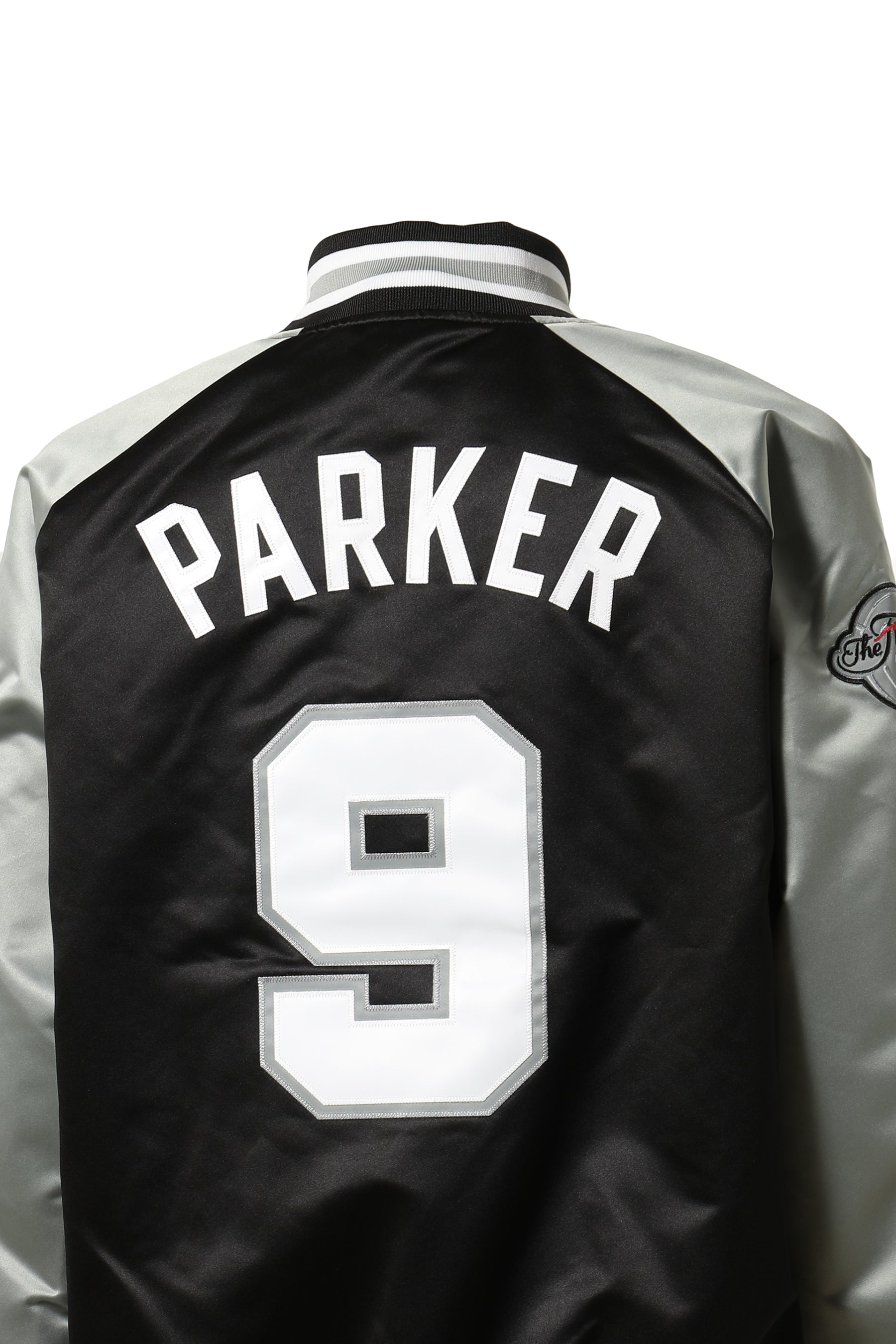 NBA HOF N&N SATIN JACKET SPURS TONY PARKER / BLK GRY