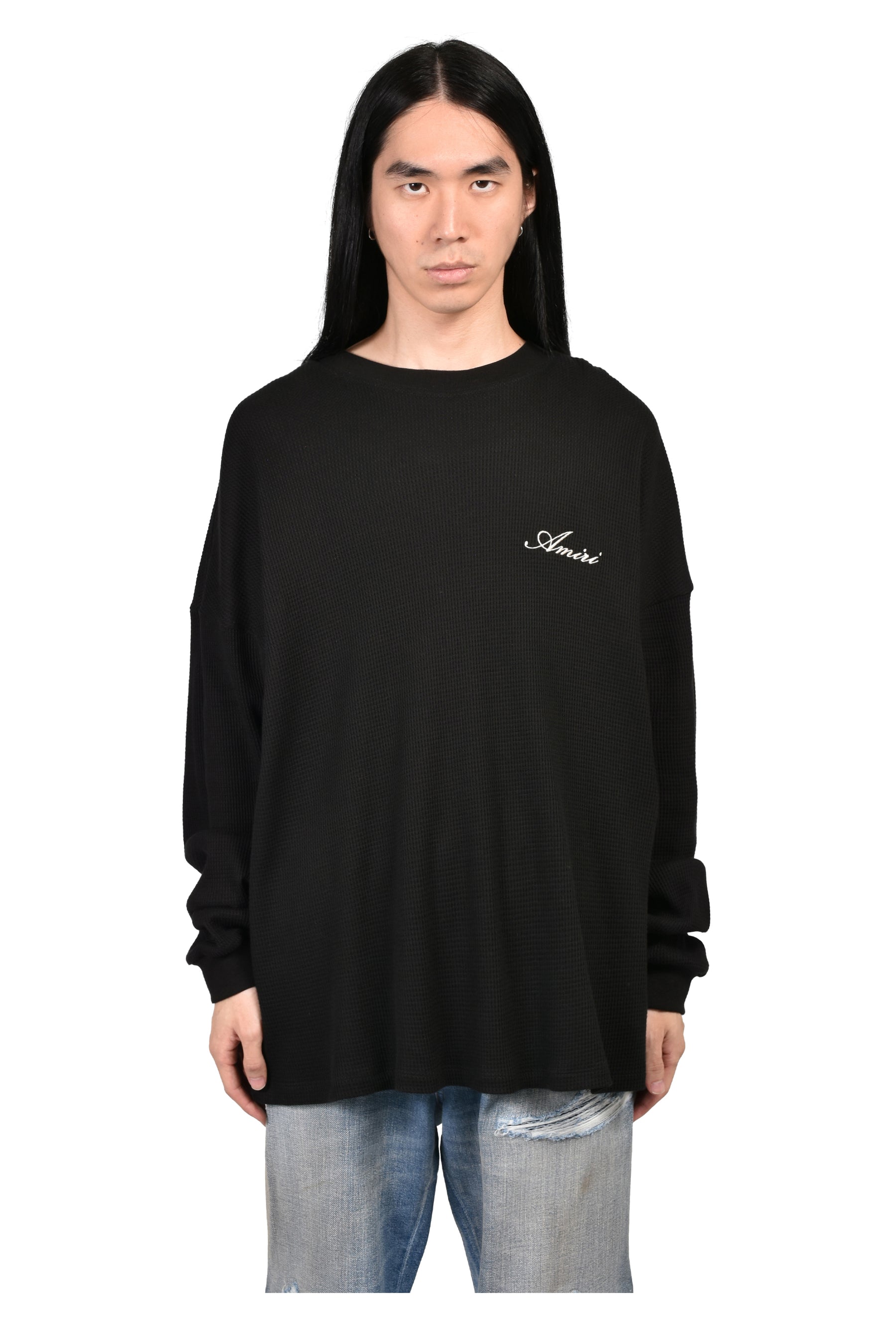 SMOKING WOLF OS WAFFLE CREW / BLK