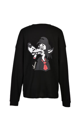 SMOKING WOLF OS WAFFLE CREW / BLK