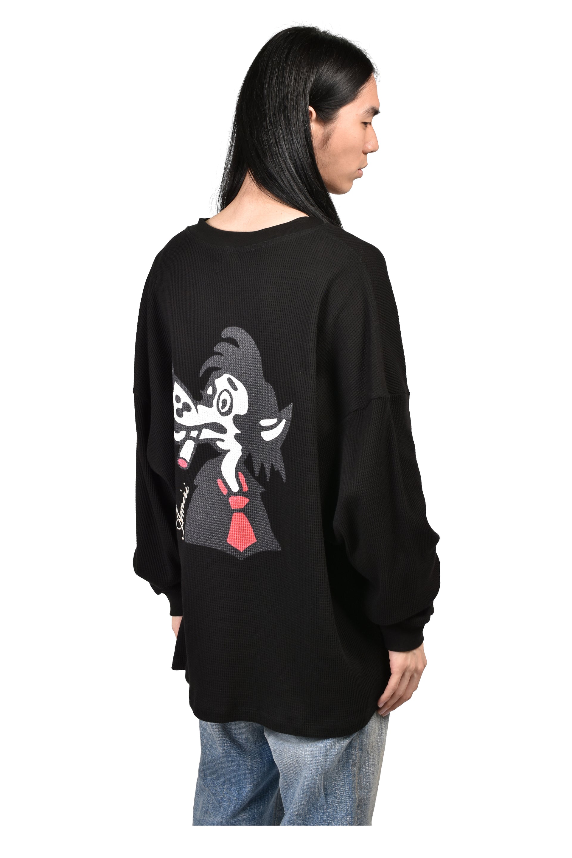 SMOKING WOLF OS WAFFLE CREW / BLK