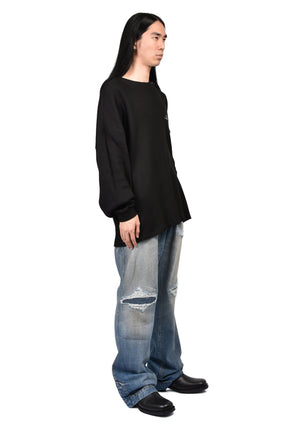 SMOKING WOLF OS WAFFLE CREW / BLK