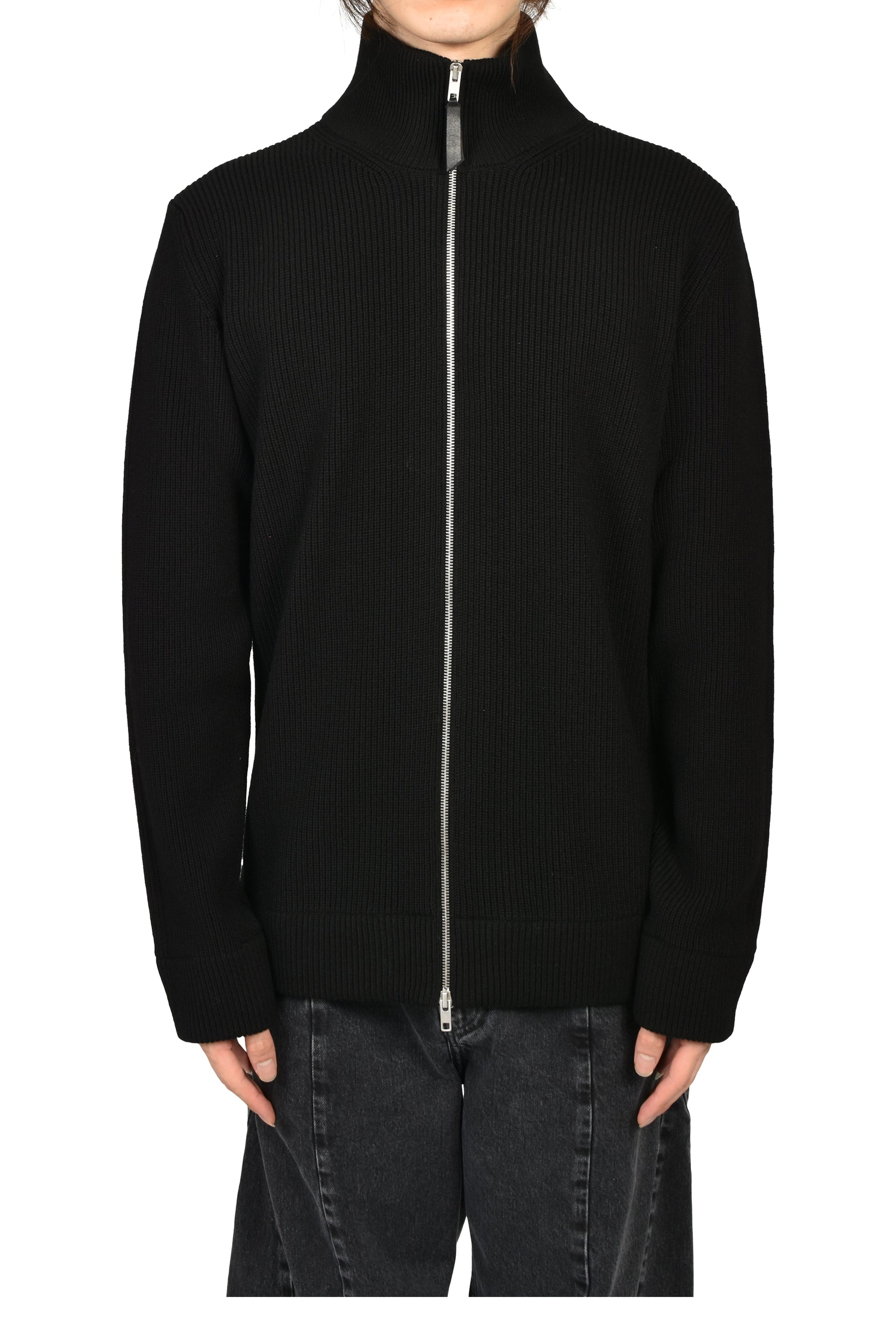 ZIP UP CARDIGAN / BLK
