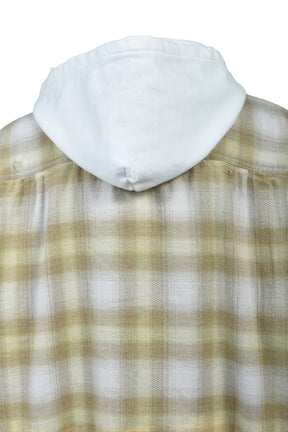 DISTRESSED HOODED CHECKED SHIRT / YEL