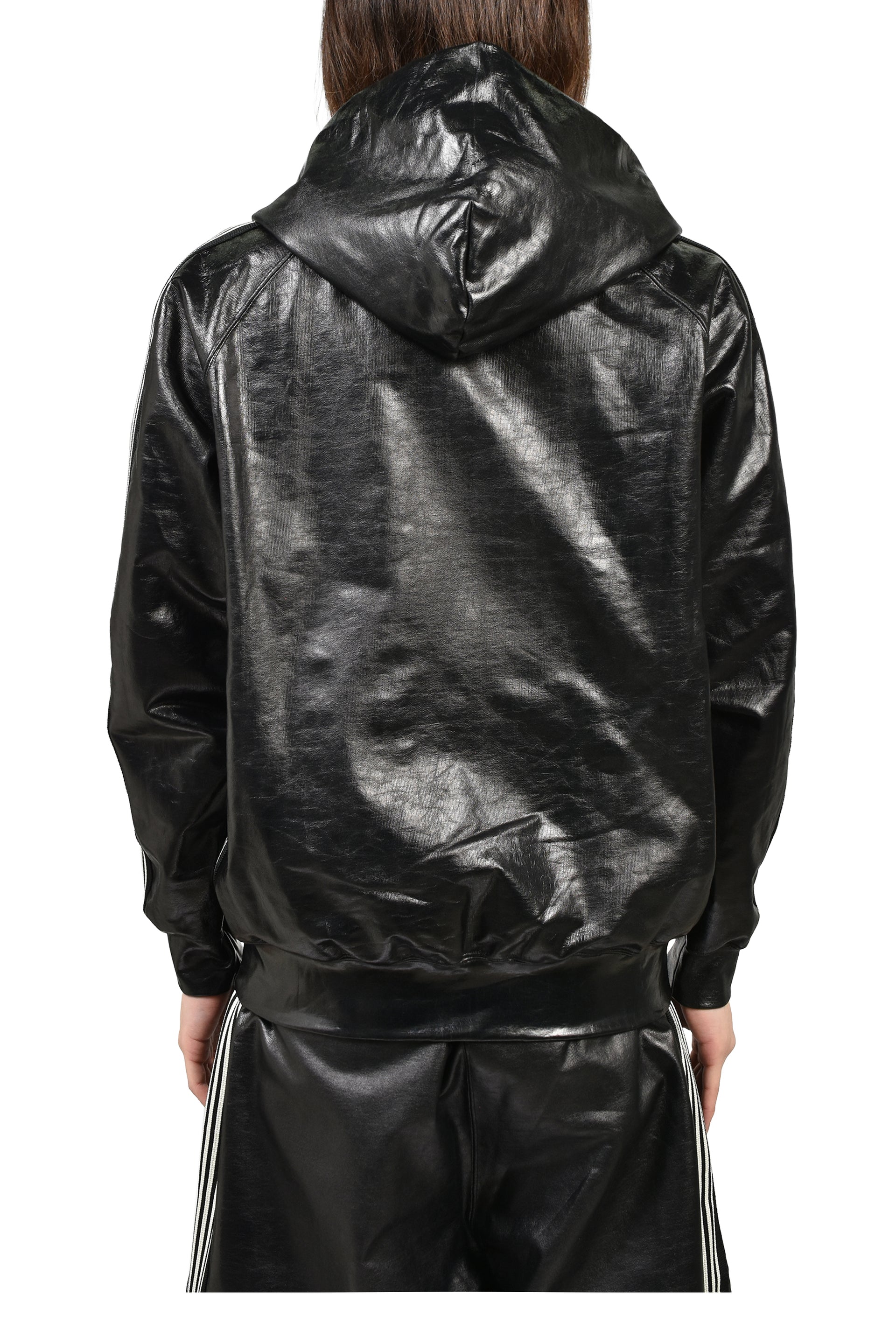 ZIPPED TRACK HOODY - COTTON JERSEY / COATING (EXCLUSIVE) / BLK