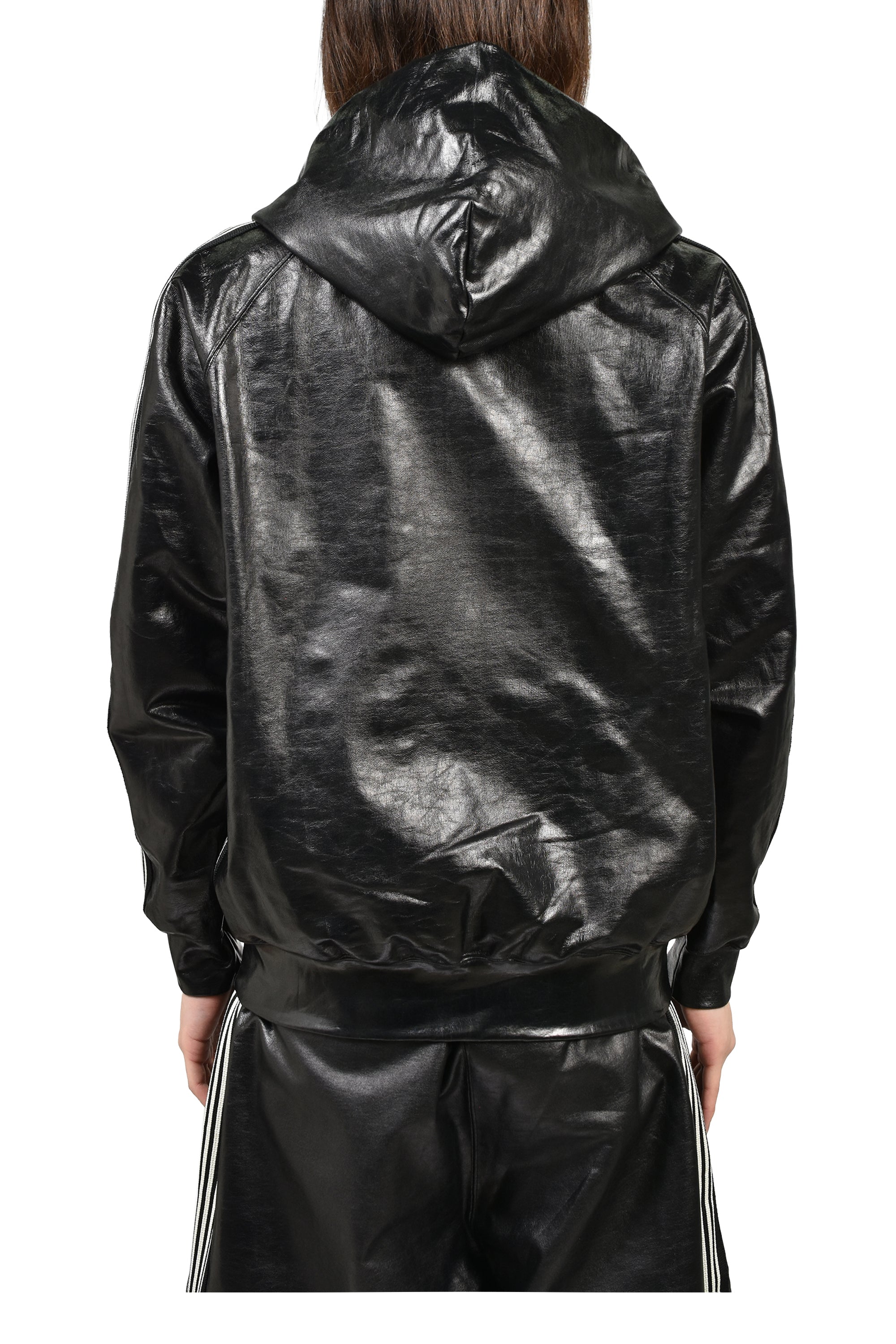ZIPPED TRACK HOODY - COTTON JERSEY / COATING (EXCLUSIVE) / BLK