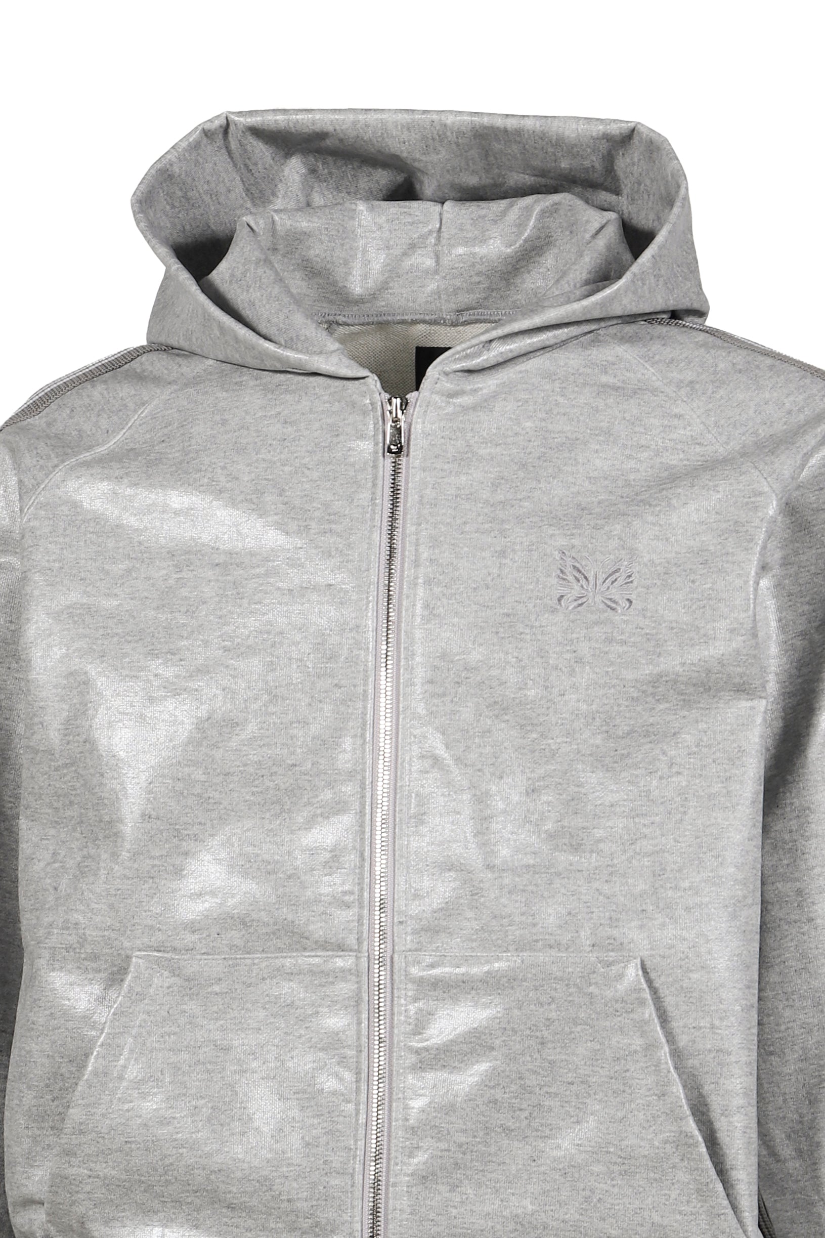 ZIPPED TRACK HOODY - COTTON JERSEY / COATING (EXCLUSIVE) / GRY
