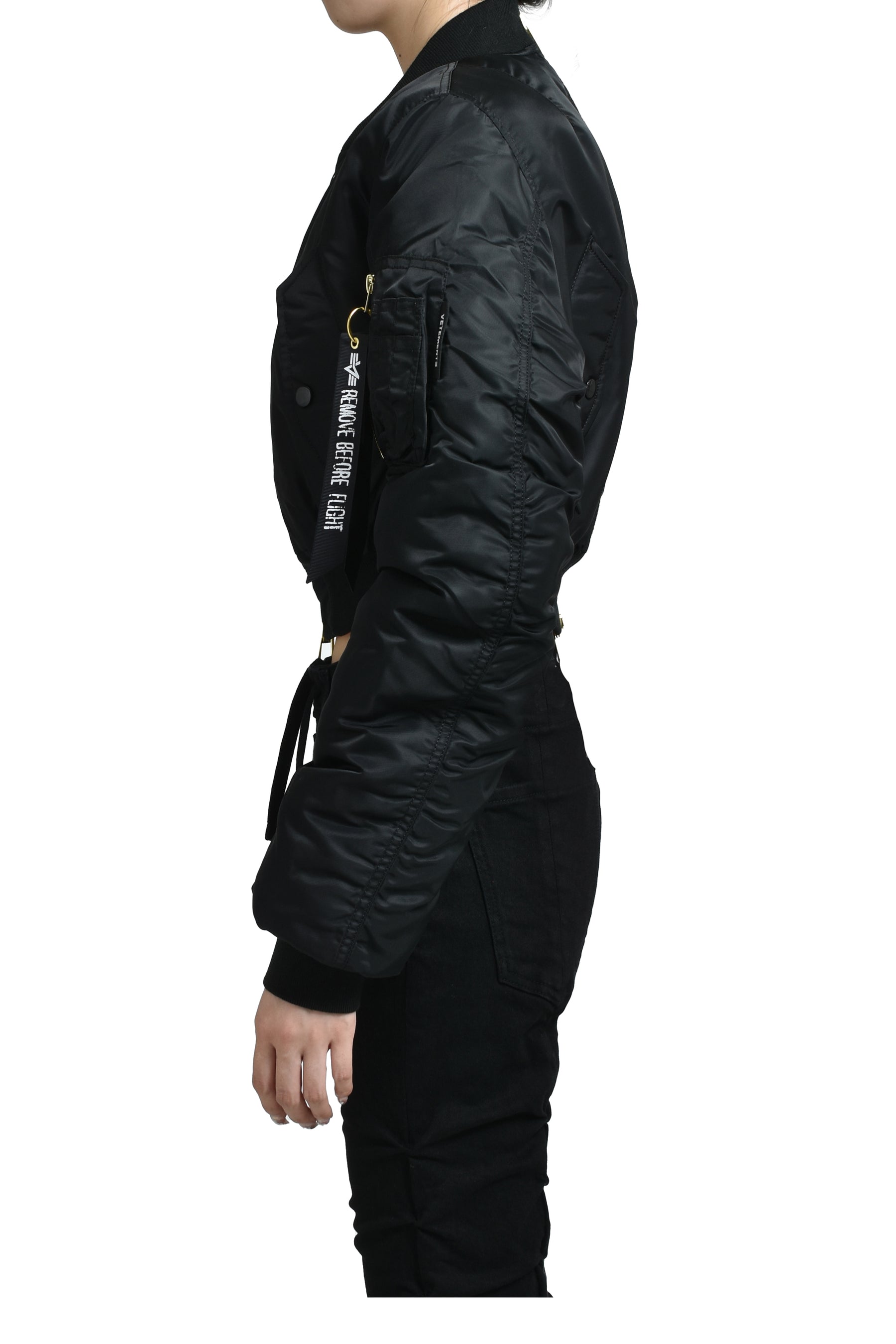 FITTED DOUBLE ZIP BOMBER JACKET / BLK