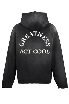 "GREATNESS ACT-COOL"EMBROIDERED ZIP HOODIE / BLK