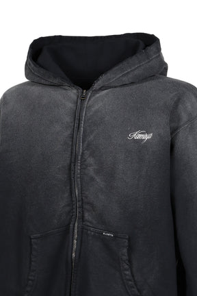 "GREATNESS ACT-COOL"EMBROIDERED ZIP HOODIE / BLK