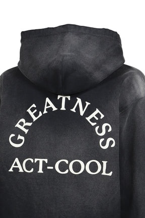 "GREATNESS ACT-COOL"EMBROIDERED ZIP HOODIE / BLK