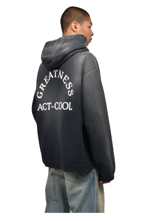 "GREATNESS ACT-COOL"EMBROIDERED ZIP HOODIE / BLK