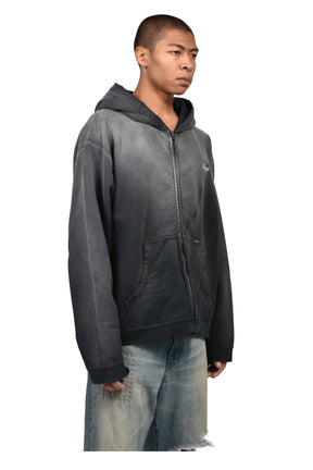 "GREATNESS ACT-COOL"EMBROIDERED ZIP HOODIE / BLK