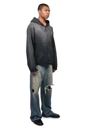 "GREATNESS ACT-COOL"EMBROIDERED ZIP HOODIE / BLK