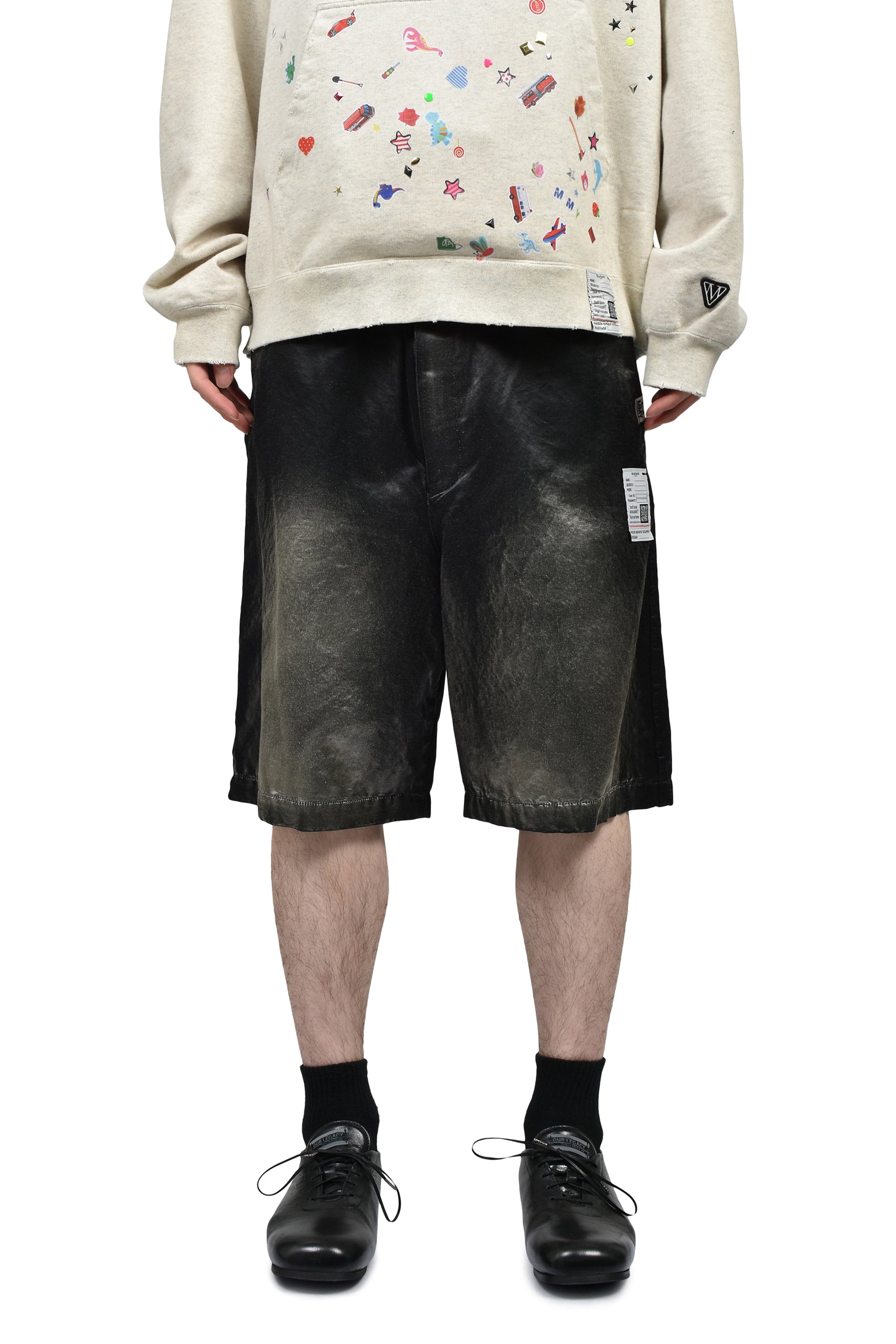 SUN FADED SATIN SHORTS / BLK