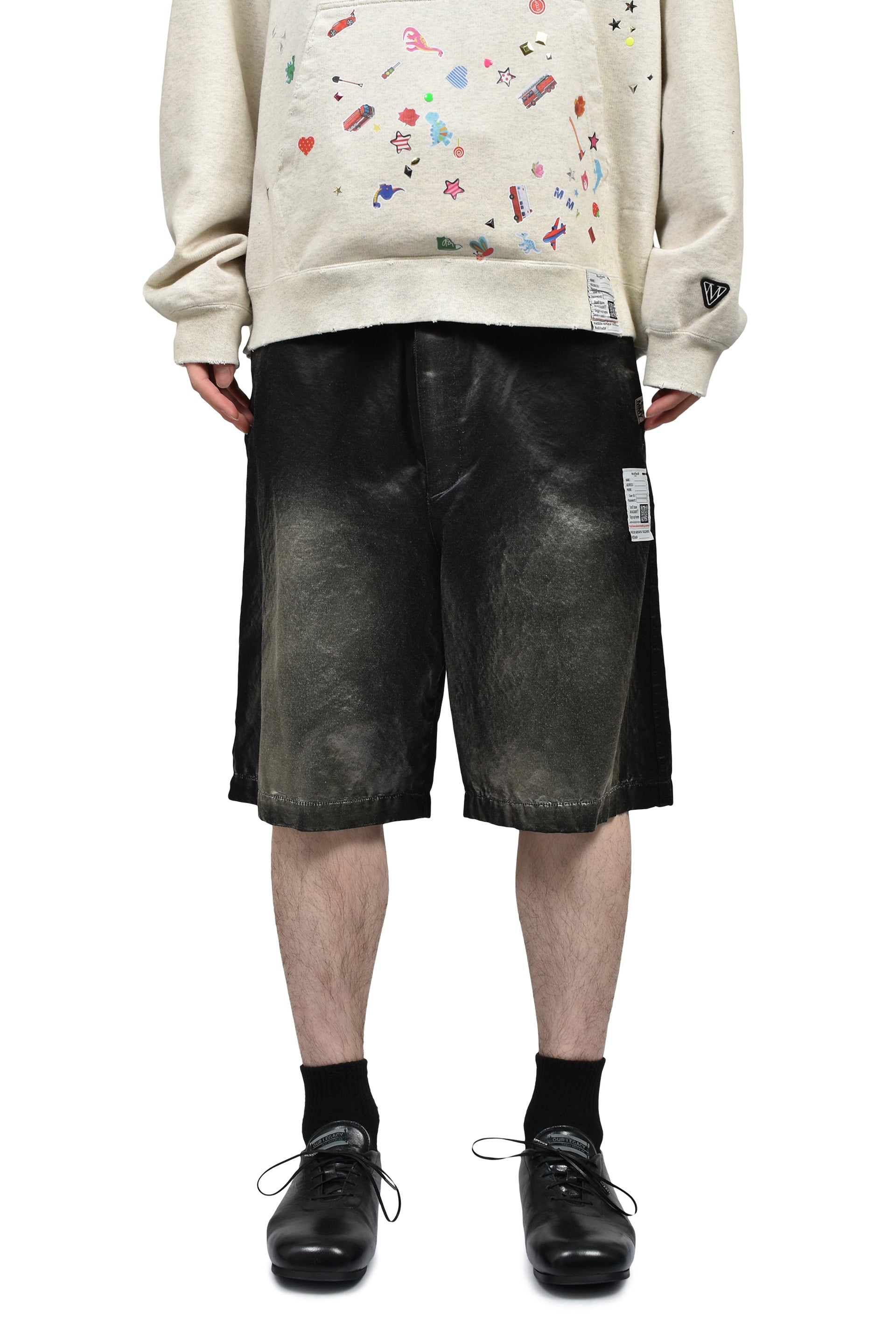 SUN FADED SATIN SHORTS / BLK