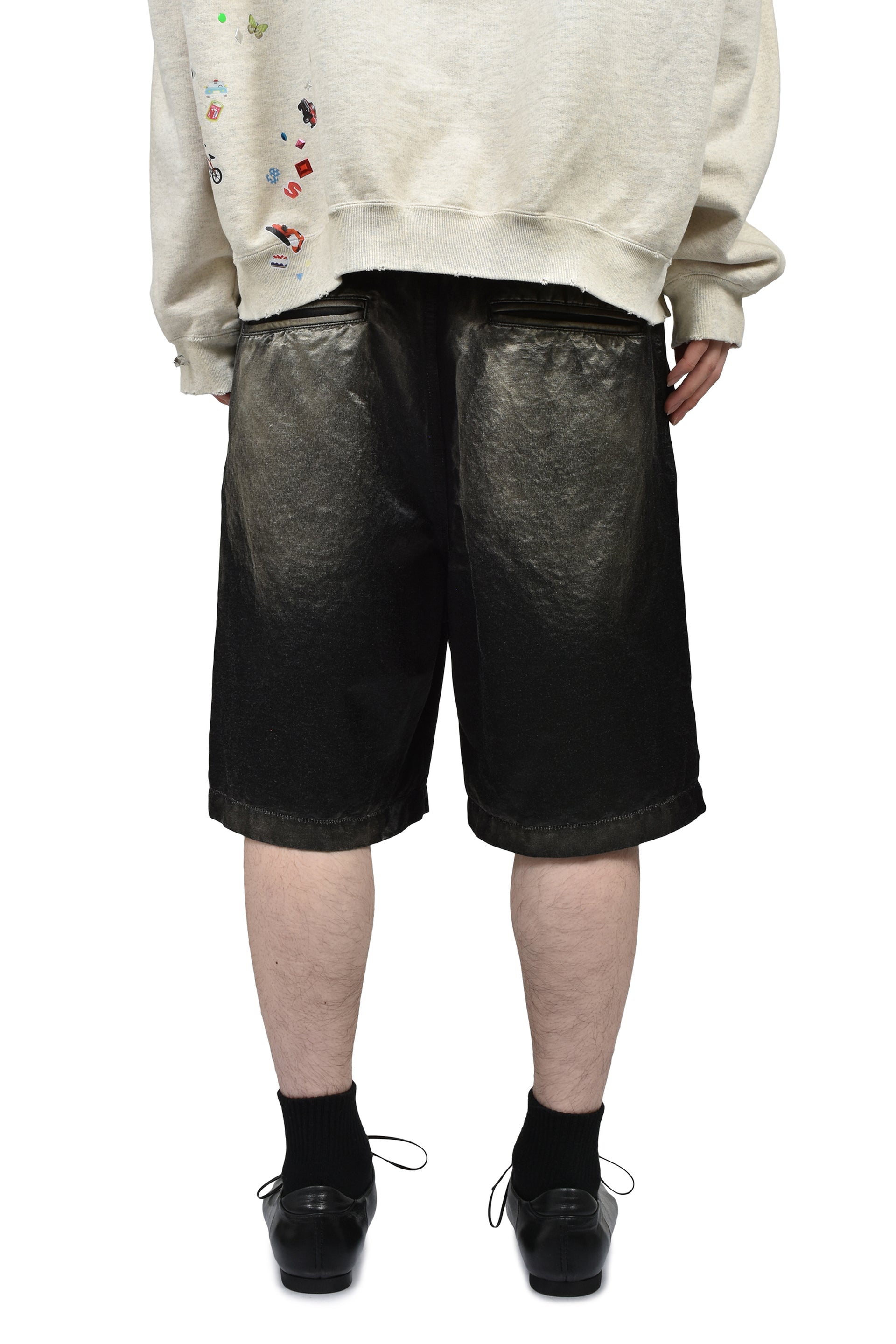 SUN FADED SATIN SHORTS / BLK