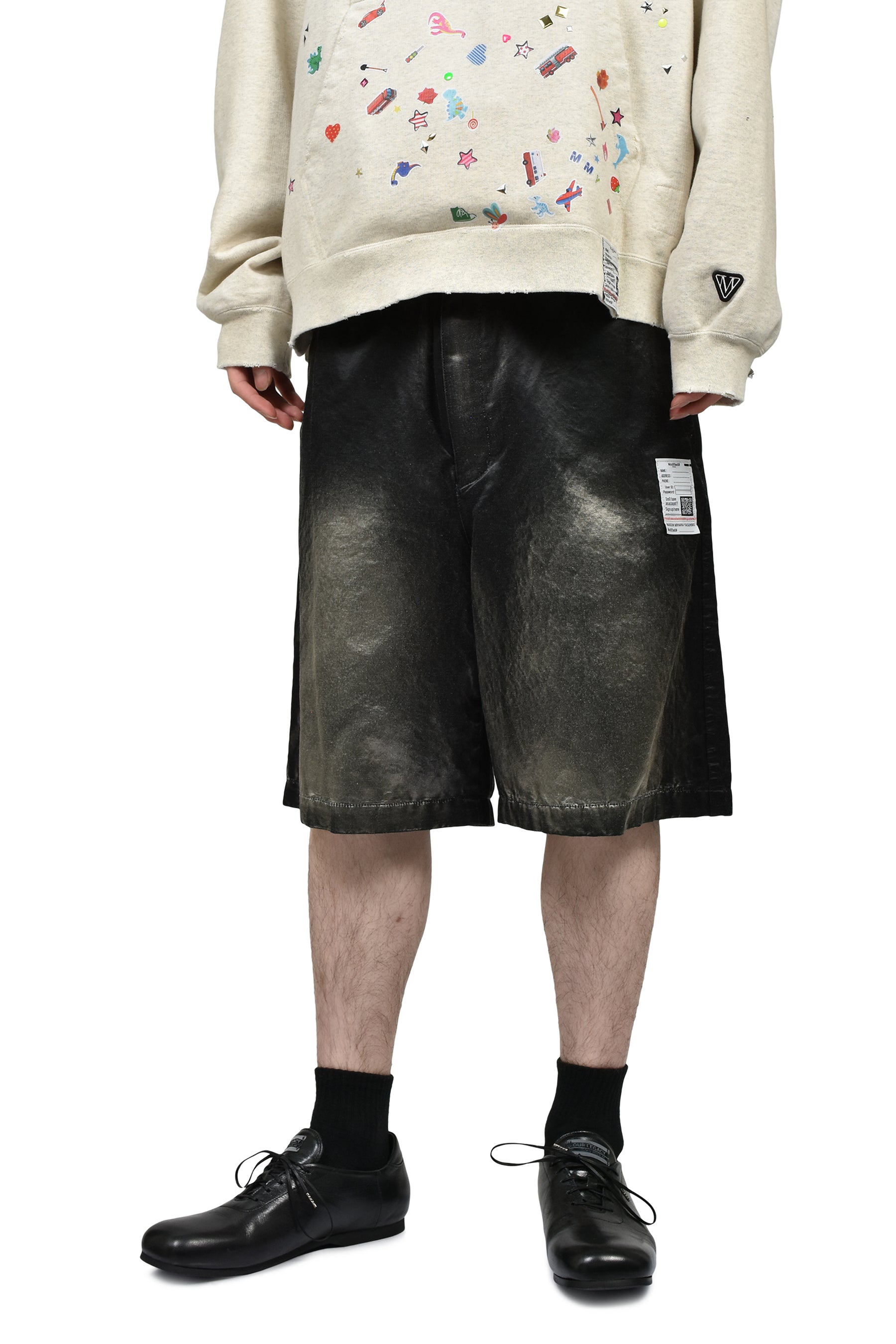 SUN FADED SATIN SHORTS / BLK