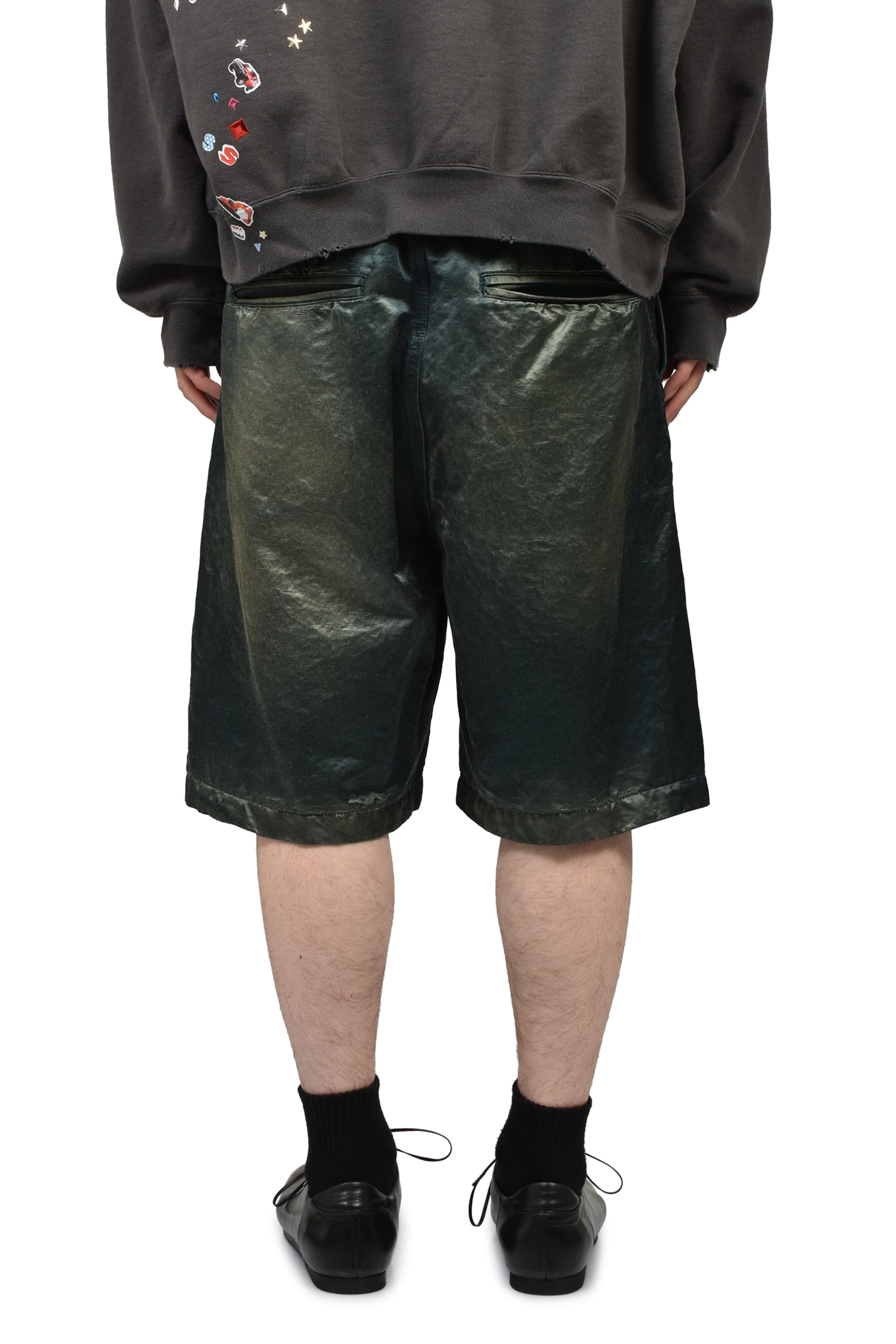 SUN FADED SATIN SHORTS / D.GRN