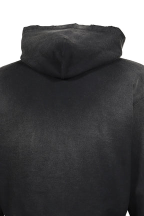 "FLAME KMY" ZIP SHORT HOODIE / BLK