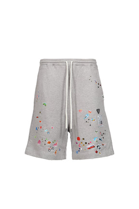 KIDS STICKER SWEAT SHORTS / GRY