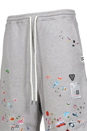 KIDS STICKER SWEAT SHORTS / GRY