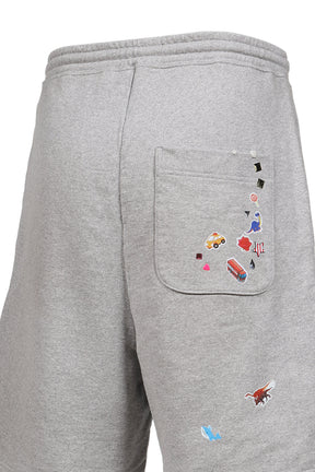 KIDS STICKER SWEAT SHORTS / GRY