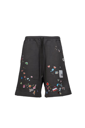 KIDS STICKER SWEAT SHORTS / BLK