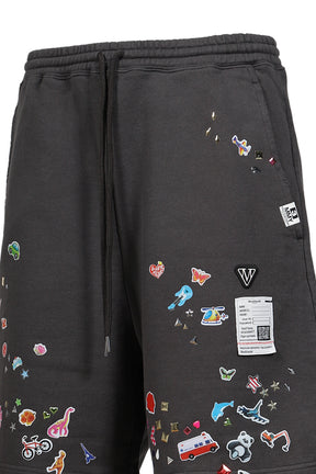 KIDS STICKER SWEAT SHORTS / BLK