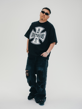 BREATH SOUTHSIDE CROSS LOGO TEE / BLK WHT