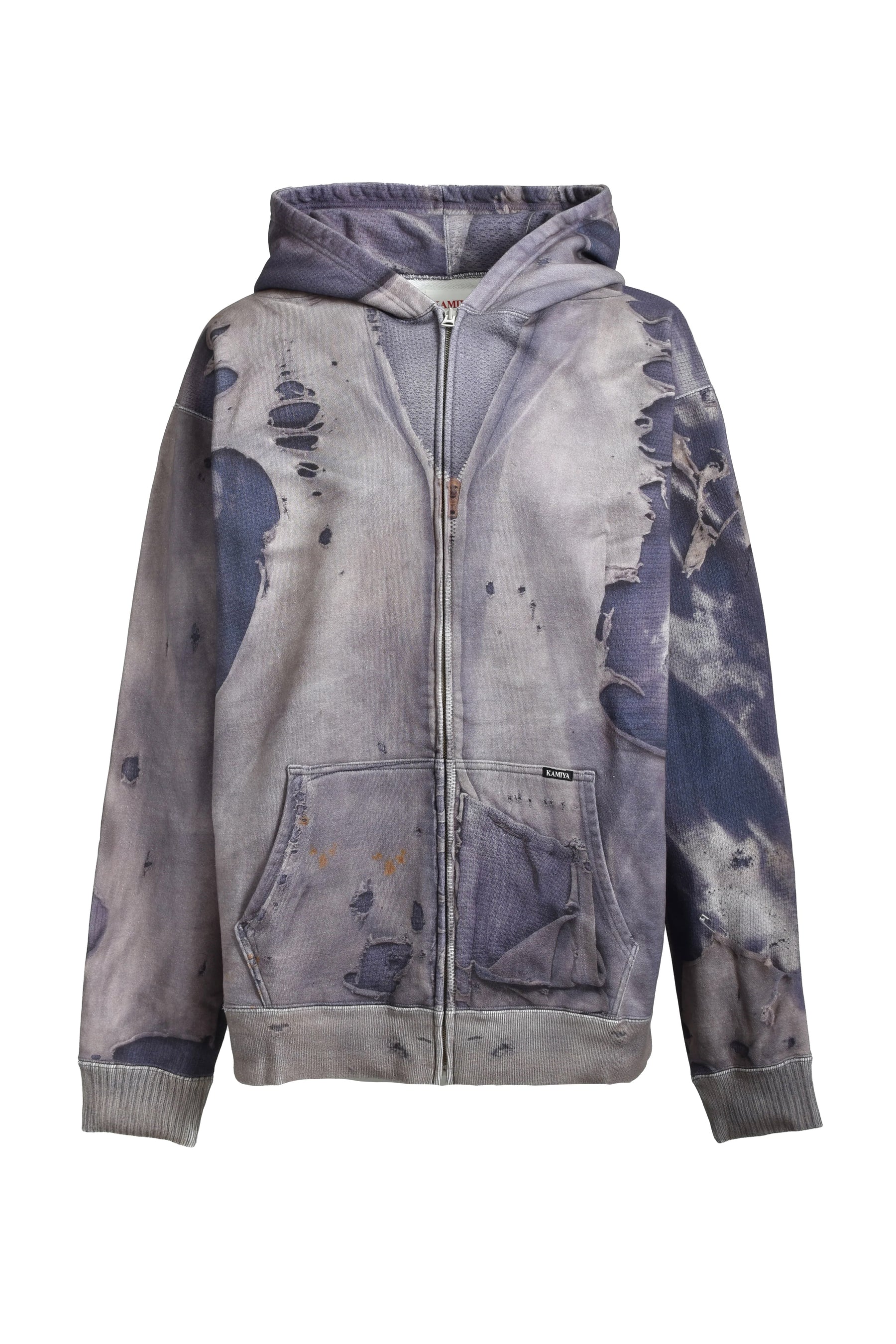 TROMPE L'OEIL PRINT ZIP HOODIE / NVY 