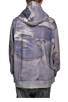TROMPE L'OEIL PRINT ZIP HOODIE / NVY 