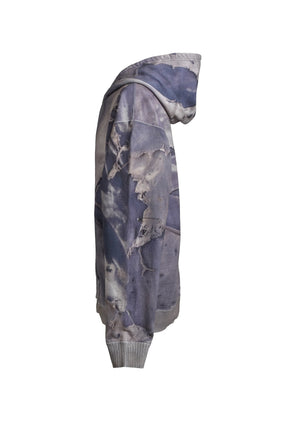 TROMPE L'OEIL PRINT ZIP HOODIE / NVY 