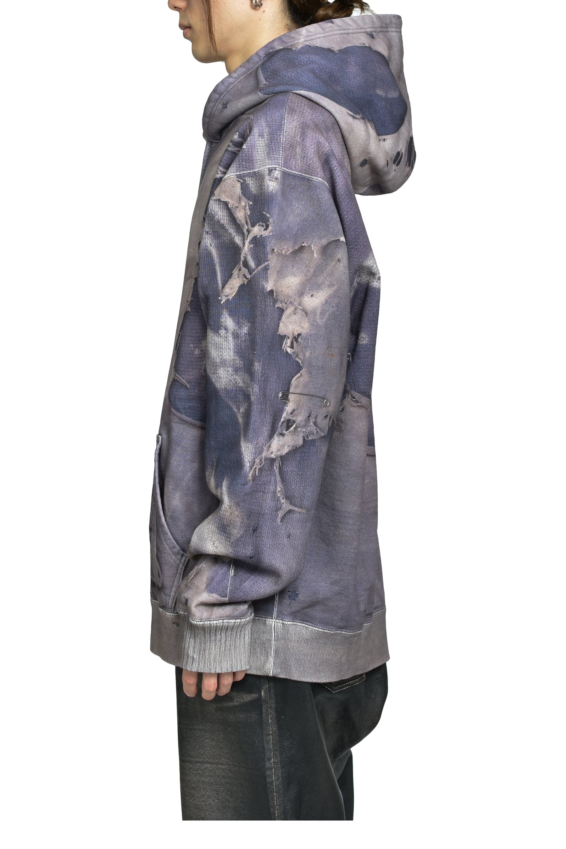 TROMPE L'OEIL PRINT ZIP HOODIE / NVY 